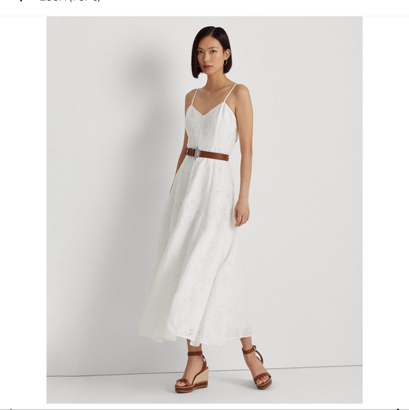NWT Ralph Lauren Women's Eyelet-Embroidered Linen Dress - Picture 2 of 6